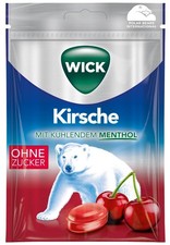 Wick Halsbonbons Kirsche & Menthol ohne Zucker - Bonbons - 72 Gramm