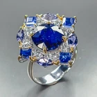 Unique ring Blue Sapphire Ring 925 Sterling Silver Size 8 /R471408