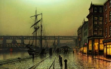 Two Bridges, Newcastle at Night Painting by Louis Hubbard Grimshaw Reproduction
