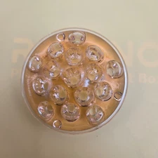 Vintage Amber Pink Glass Flower Frog 16 Hole Round Floral Vase Insert