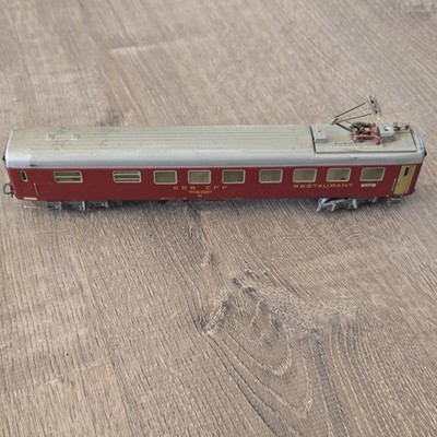 SBB CFF HO Dining Car Model Red Silver Plastic Model Railroad