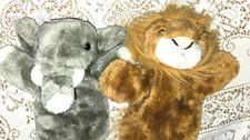 Lion and Elephant Stuffed Hand puppets - Toys'R Us - Set of 2