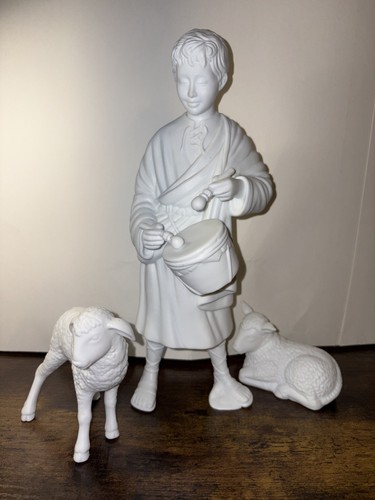 Dept 56 Winter Silhouette "Little Drummer Boy" White Porcelain, Set of 3