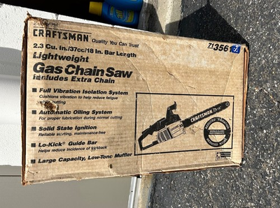 #ad Sears Craftsman 2.3 Cu. In. 18quot;bar 37cc gas powered chainsaw Extra Chain NOS $299.99