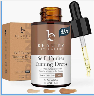 Beauty by Earth USA Made Self Tanner Tanning Drops Dark 60 ml Face & Body