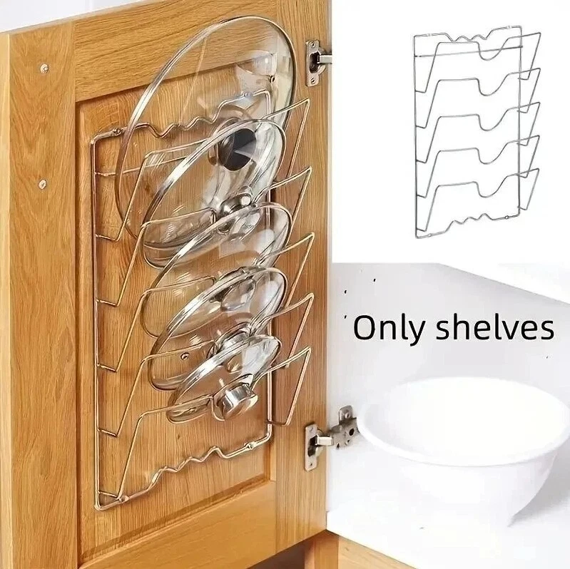 Pot Lid Holder Storage Rack Wall Mounted Pan Cover Organizer Kitchen Accessories
Opens in a new wind
