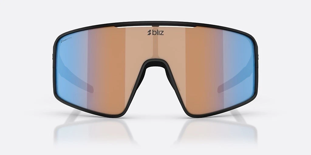 Bliz OZB7015 Herren Sonnenbrille Schirm Sport schwarz, blaue Gläser verspiegelt