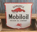 Vintage Gargoyle Mobiloil Porcelain Metal Shield Sign Mobil Oil Gas Pegasus