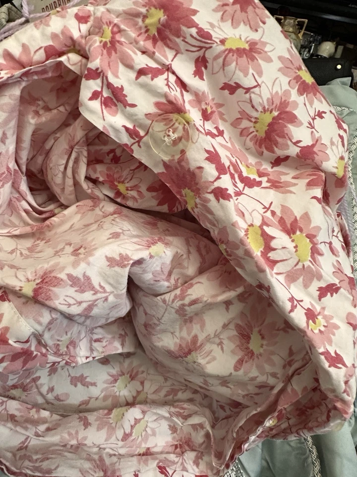 CAPA DE EDREDOM EXTRA LONGA COMPLETA POTTERY BARN ~LINDA VERMELHA, ROSA FLORAL ~EUC - Imagem 4 de 4