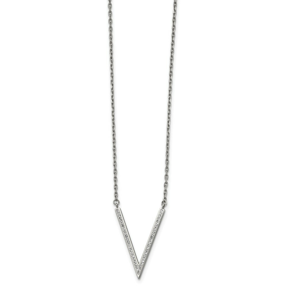 Acero inoxidable pulido con cristal Preciosa con 1,25 pulgadas Ext. Collar en forma de V