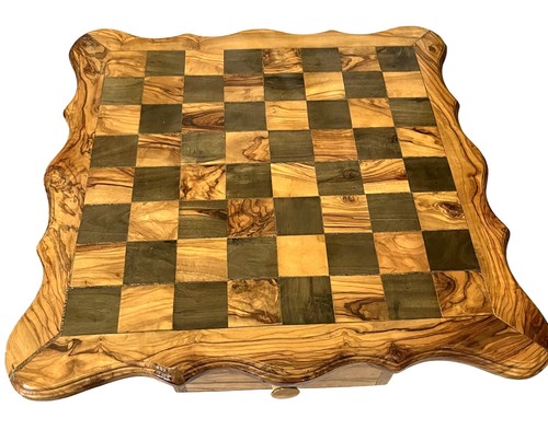 Handmade Olive Wood Chess Set With Storage Drawers 12" X 3" Natural Grain Patter - Picture 4 of 22