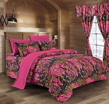 HI VIZ HOT PINK CAMO SHEET SET QUEEN SIZE BEDDING 6 PC CAMOUFLAGE NO COMFORTER