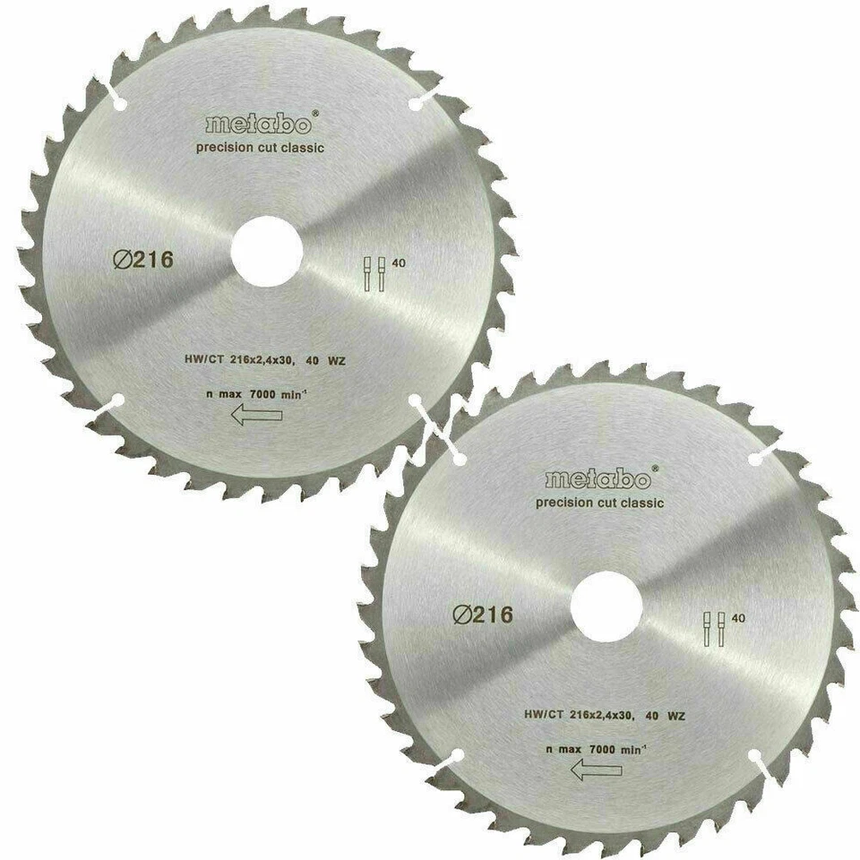 2 x Metabo Kreissägeblatt HW/CT 216x2,4x30 mm 40 WZ 5°neg. classic (628060000)