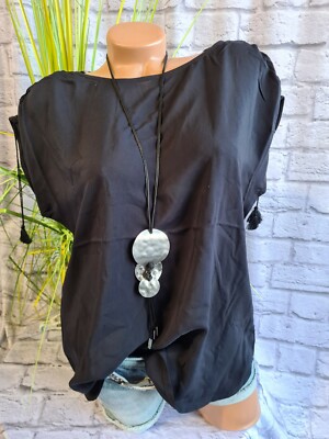 Comma Tunika Bluse Shirt Oberteil Kurzarm schwarz Damen (806) NEU 