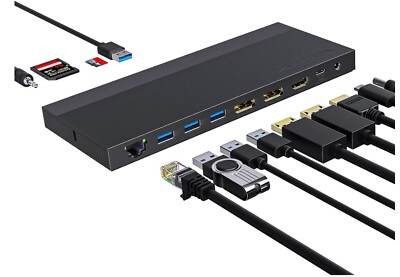 USB-C Docking Station 130W Triple Display HDMI + 2x DP 4K für Windows & Mac