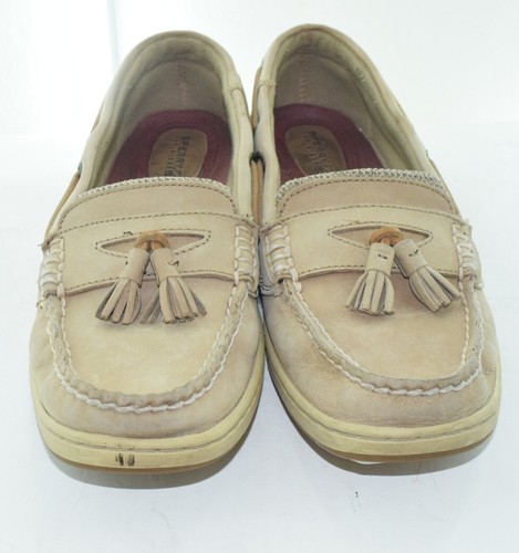 Sperry Top-Sider Women 9M Tan Brown Leather Boat Shoe Angelfish Leather Tassles - Picture 4 of 8