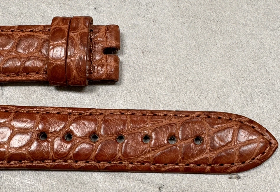 Pulseira de couro genuína Dubey & Schaldenbrand 18,6 mm marrom crocodilo - Imagem 3 de 4