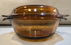 Vintage Anchor Hocking Amber/Brown Casserole Dish w/Lid #472 single serve