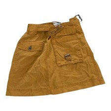 Free People Yellow Mustard Erika Utility Cargo Mini Skirt Honey Babe Size 2