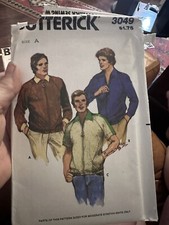 butterick 3049 men s Shirts Size A Vintage Uncut