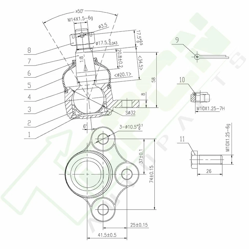 10Pc Inner Outer Tie Rods Front Steering Fits Isuzu Axiom Rodeo Honda Passport - Image 4 of 4