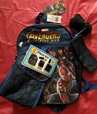 MARVEL AVENGERS School Backpack Lunch Box Book Bag 5 Piece SET Spiderman Ironman