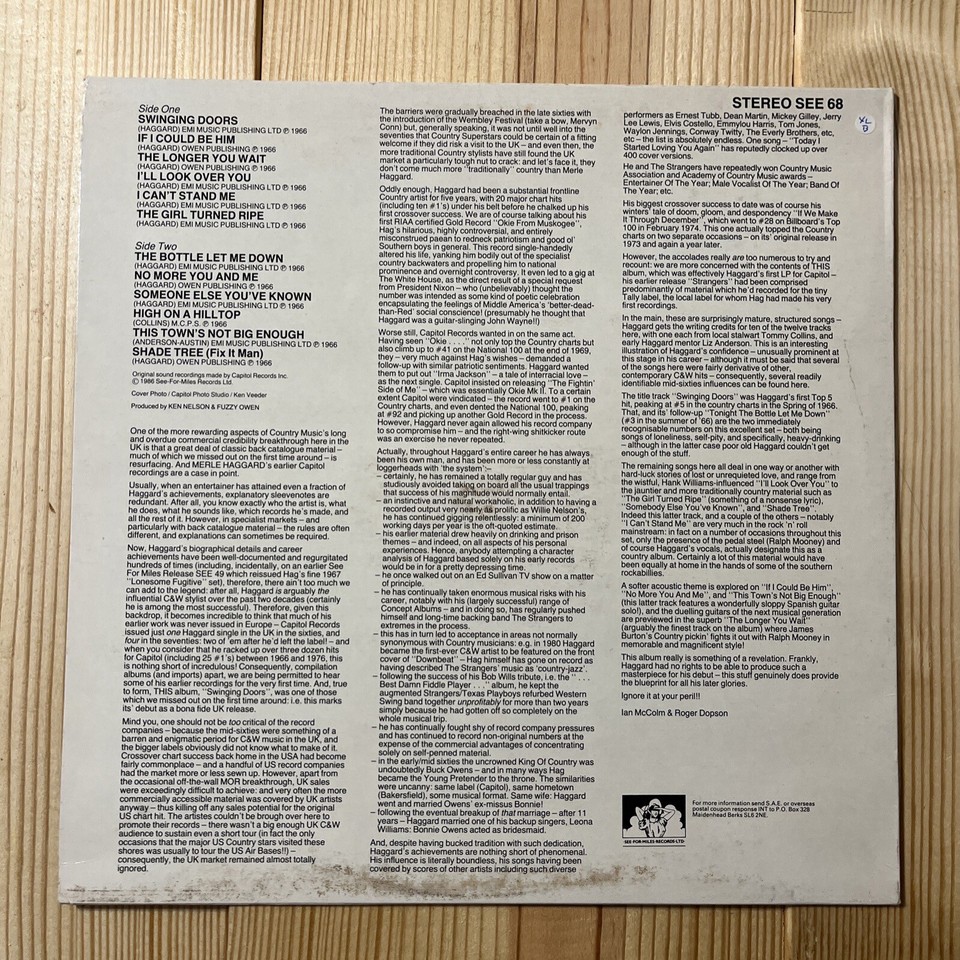 Merle Haggard Swinging Doors And The Bottle Let Me Down Vinyl LP eBay