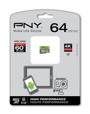 PNY High Performance 64GB High Speed MicroSDXC Class 10 UHS-I, U3 up to 60MB/sec