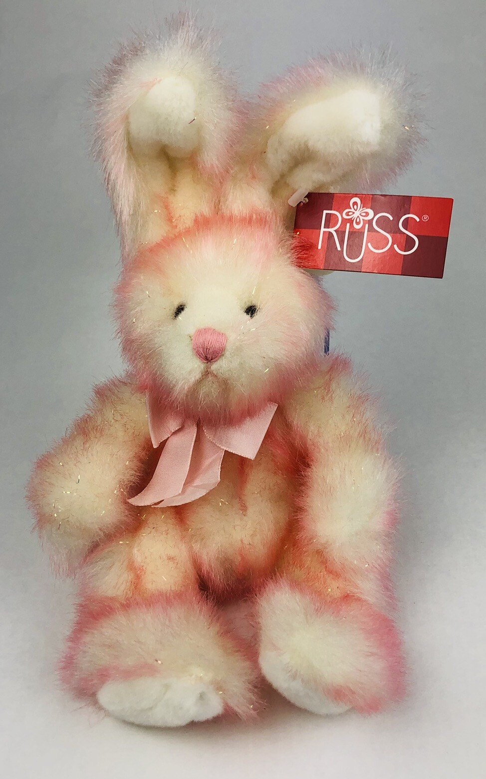 Russ Berrie Ruffles Pink Bunny Rabbit Plush Stuffed Animal Frosted Cotton Candy