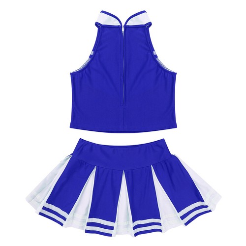 Girls Skirt Practice Outfit Childrens Day Tops Dance Cheerleading Sequins Set - Picture 10 of 51