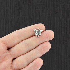 15 Butterfly Connector Antique Silver Tone Charms - SC3336