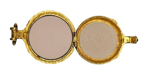Max Factor Vintage goldfarbene Taschenuhr Stil florales Design kompakt verspiegelt - Bild 6 von 12