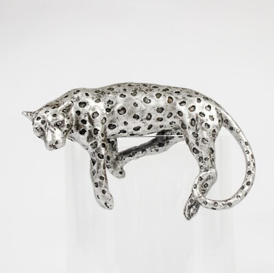 Großer silberner Leopard Topfaufhänger Tier Gartendekor Katze 16cm Gepard Topf Kletterer