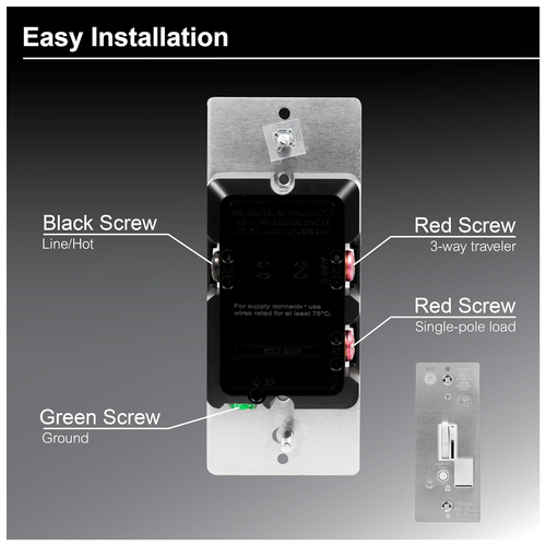 GE Single Pole Dimmer Toggle Switch, On/Off/Dim Settings, for Dimmable LED, CFL - Picture 3 of 12