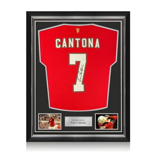 Eric Cantona Signed Manchester United 2021-22 Football Jersey. Superior Frame - Picture 1 of 4