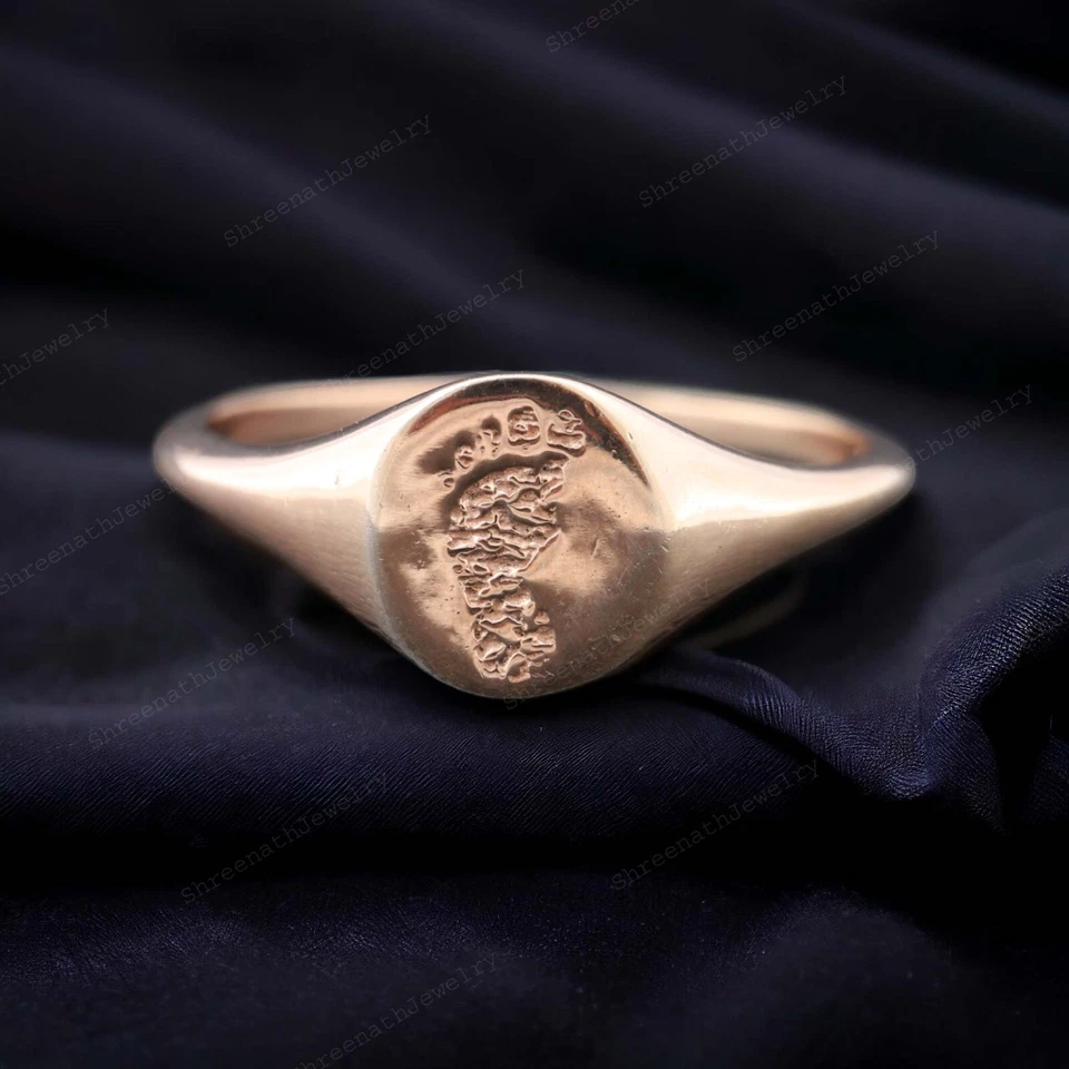 Anillo de plata esterlina 925 sello sello bebé anillo recién nacido bebé huella anillo Foto 4 de 4