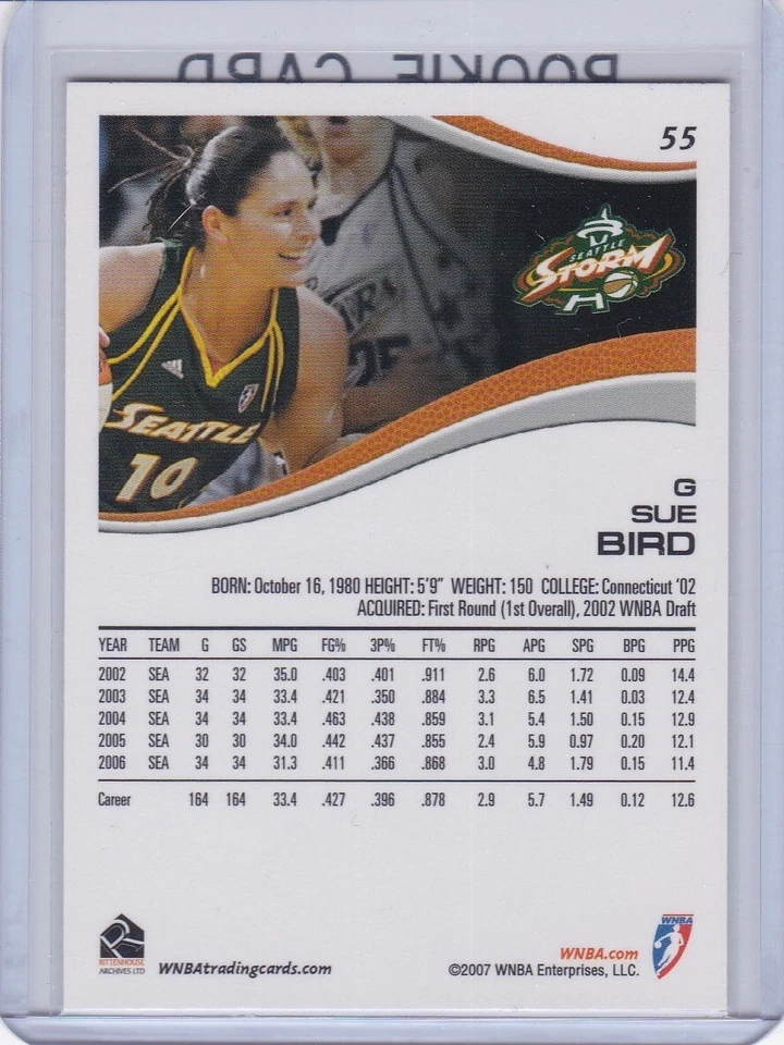 SUE BIRD ROOKIE CARD Rittenhouse RARE SEATTLE STORM $$ RC Basketball WNBA MINT! - Image 2 of 2