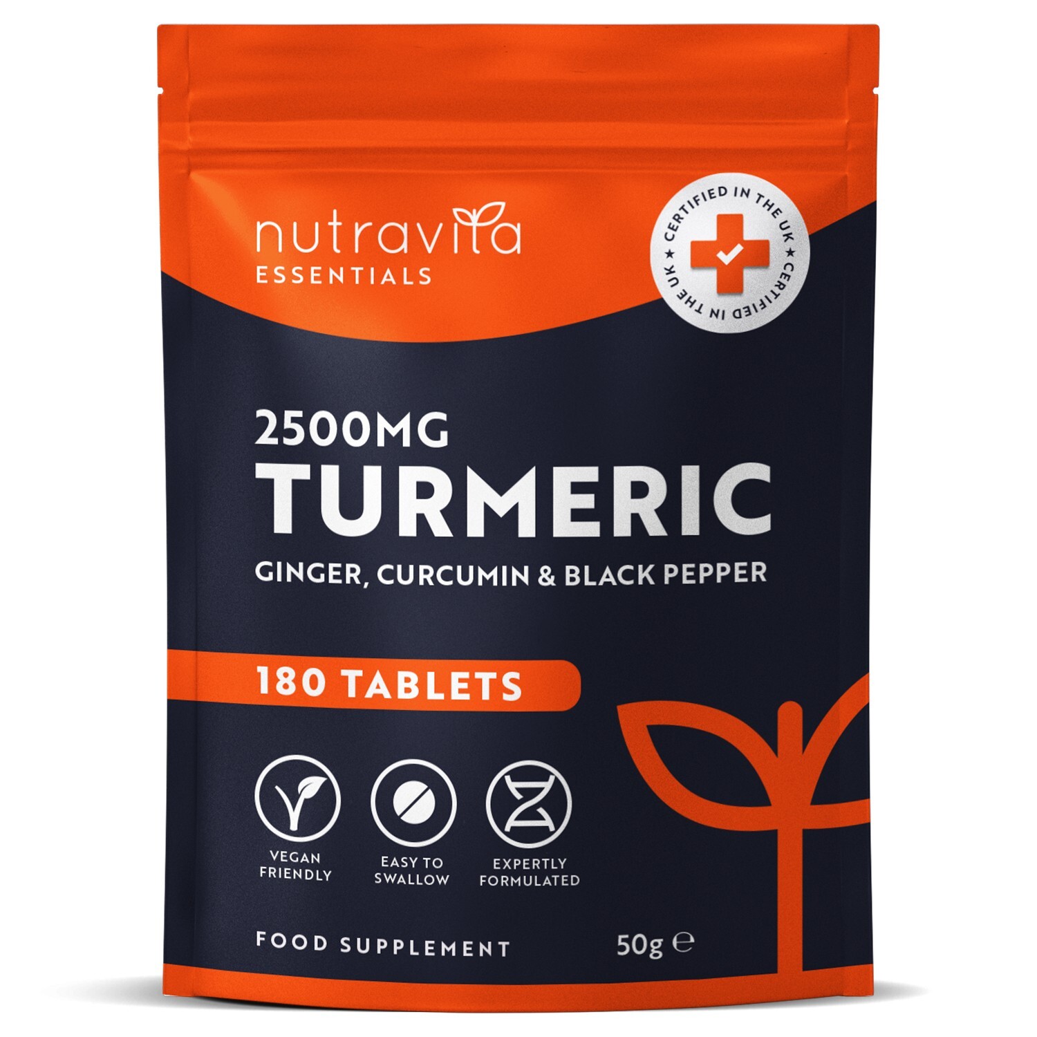 Turmeric Tablets 2500mg + Black Pepper + Ginger Curcumin 180 Tablets NOT Capsule