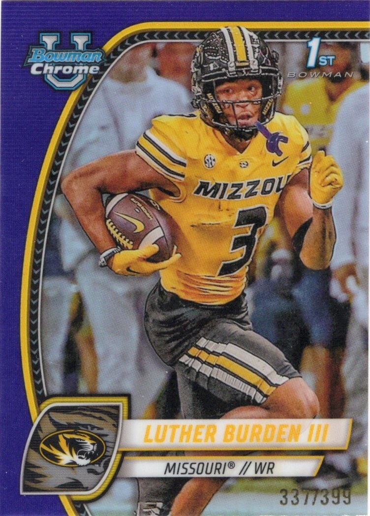 🔥🔥2024 Bowman Chrome University Luther Burden III 1st Purple /399🔥🔥
