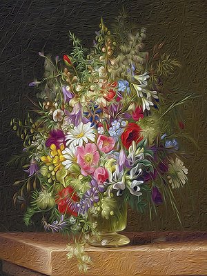 FLOWERS VASE A. Dietrich colorful Tile Mural Kitchen Backsplash Marble Ceramic