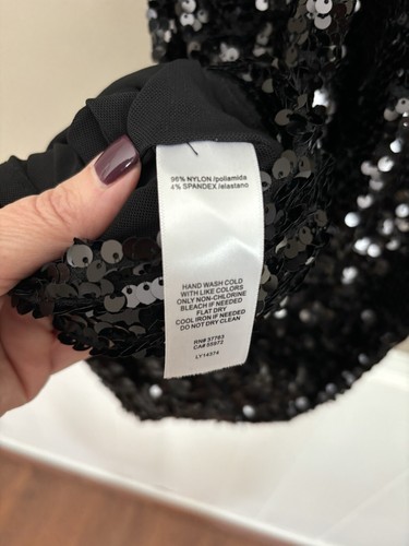 laundry By Shelli Segal Women's Black Long Sleeve Sequined Cocktail Dress Size 8 - Picture 6 of 6