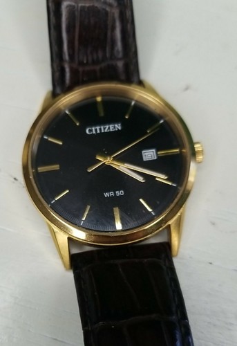 Citizen Eco Drive WR50 GN4S Gold Wrist Watch Black Face Needs New Battery  aa | eBay
