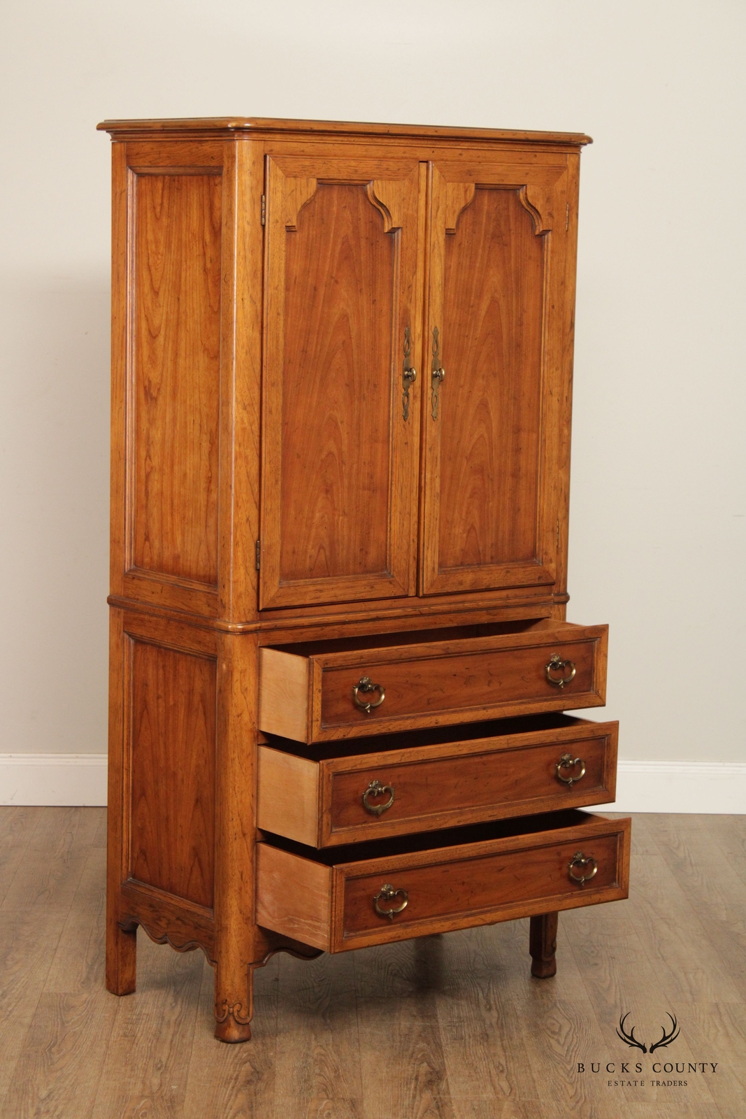 Heritage Vintage French Provincial Style Pair of TwoDoor Walnut