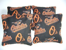 BALTIMORE ORIOLES CORNHOLE BEAN BAGS SET OF 4 TOP QUALITY REGULATION TOSS GAME