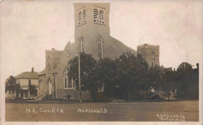 #ad RPPC Madison South Dakota ME Church c1911 Vintage Real Photo Postcard $19.50