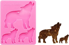Super Glossy Wolf Family Silicone Molds Resin Keychain Mold DIY Polymer Clay Mol