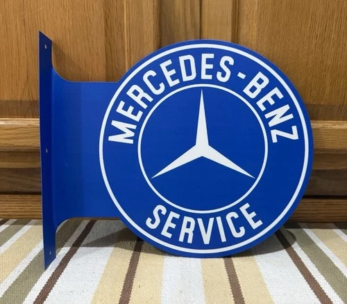 Mercedes Benz Service Flange Sign AMG Double Sided Vintage Style Wall Decor