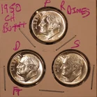 1950 P D S SILVER ROOSEVELT DIMES CHOICE BU D FULL BANDS! KEY DATE 500471