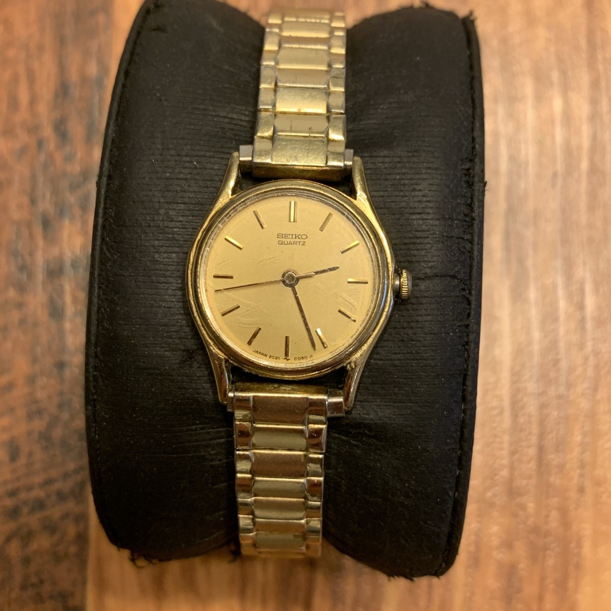 14Kゴールド VTG Seiko Watch Women 20mm Gold Dial Gold Tone Round 2021-0029 New