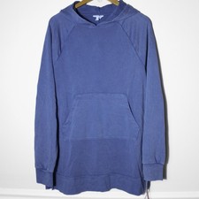 Colsie Womens Relaxed Hooded Tunic Sweatshirt Blue Lounge Cozy Distressed M